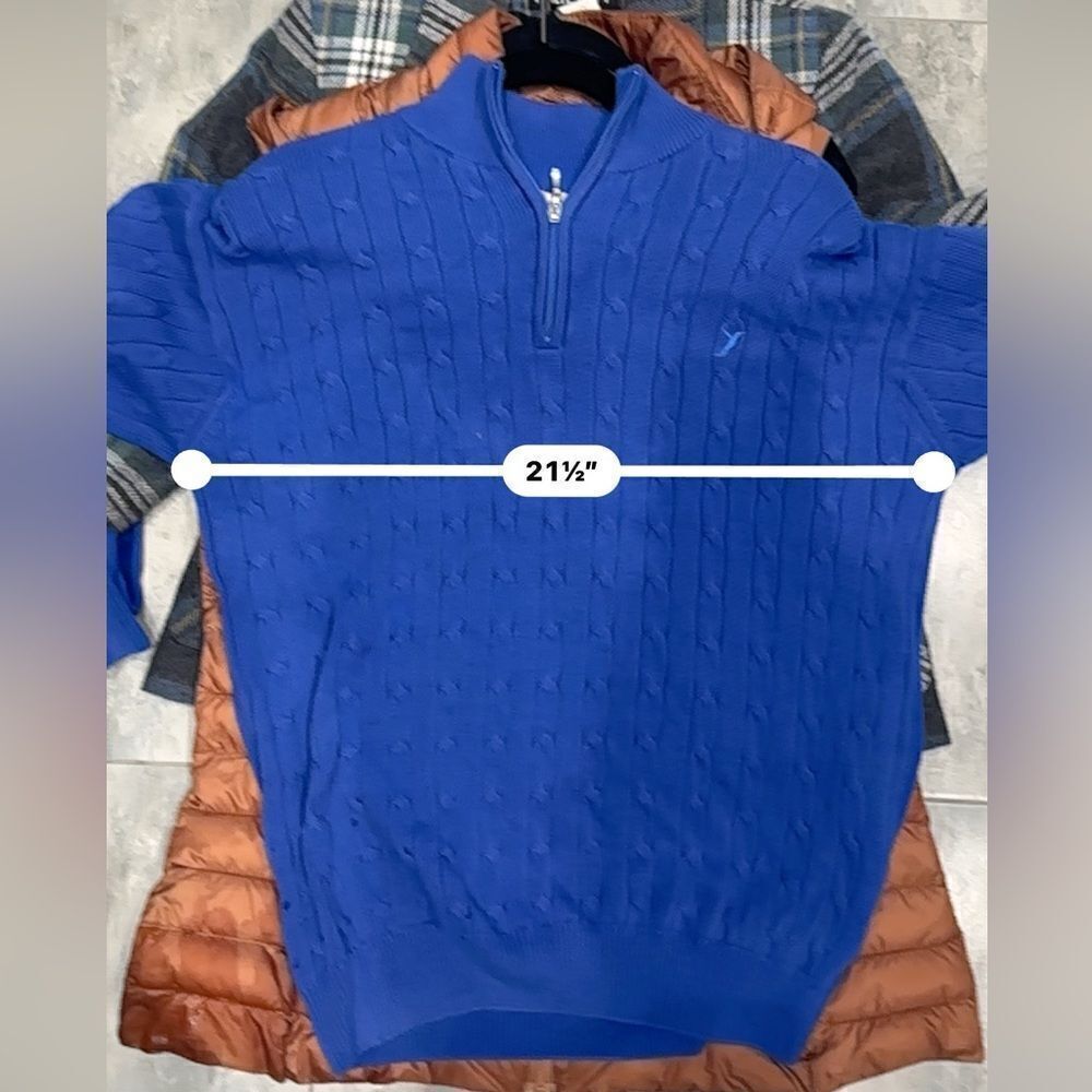 Irish Woven Carraig Don | L | cobalt cableknit quarter zip sweater carraigdon - Picture 8 of 9